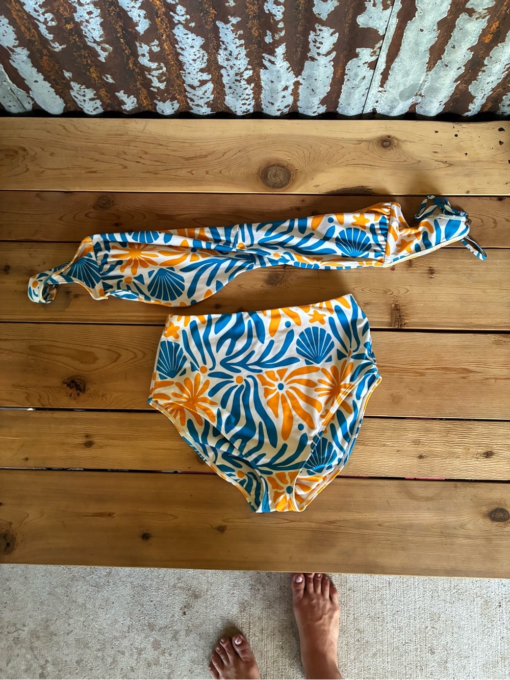 Woman’s ' Blue & Yellow Floral High-Waist Bikini Set - Kids Swim